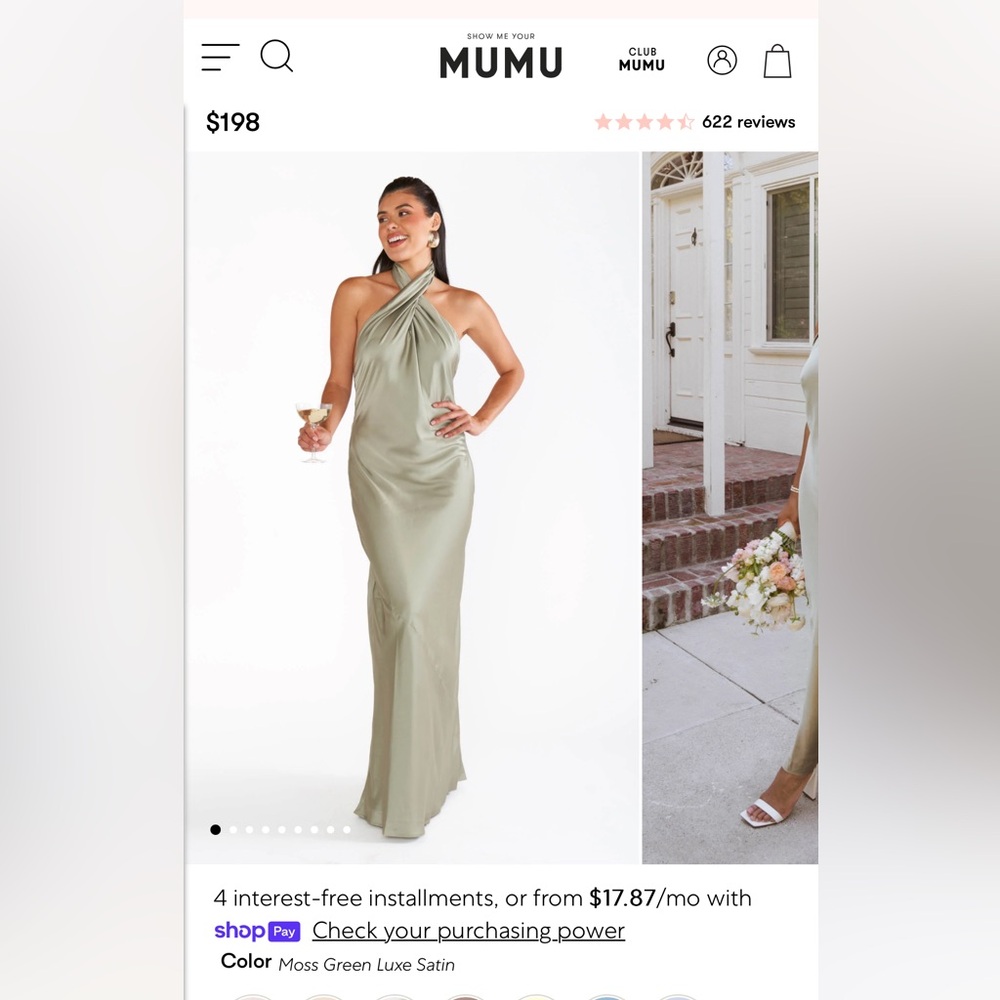 Moss Green Luxe Satin Bridesmaid Dress